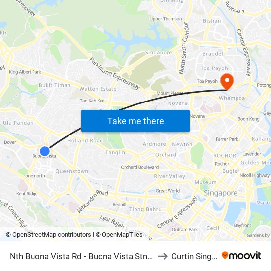 Nth Buona Vista Rd - Buona Vista Stn Exit D (11369) to Curtin Singapore map