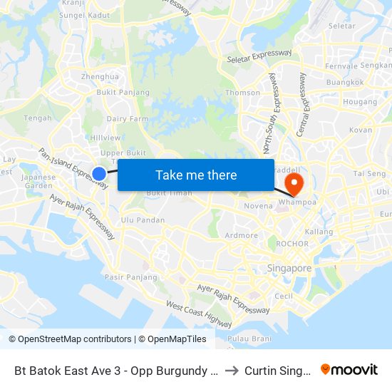 Bt Batok East Ave 3 - Opp Burgundy Hill (42311) to Curtin Singapore map