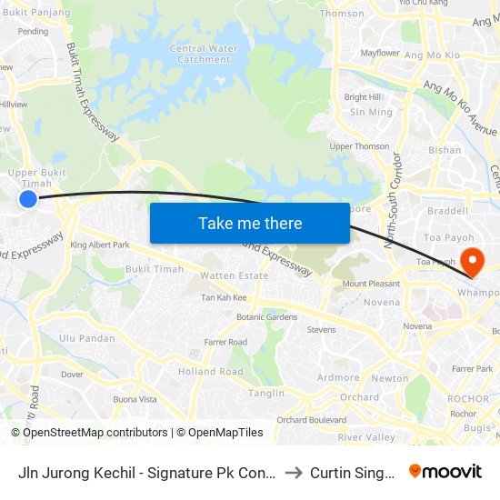 Jln Jurong Kechil - Signature Pk Condo (42171) to Curtin Singapore map