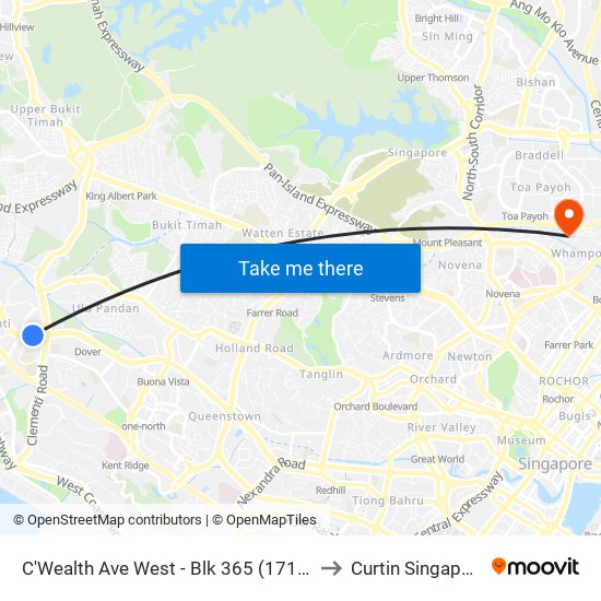 C'Wealth Ave West - Blk 365 (17159) to Curtin Singapore map