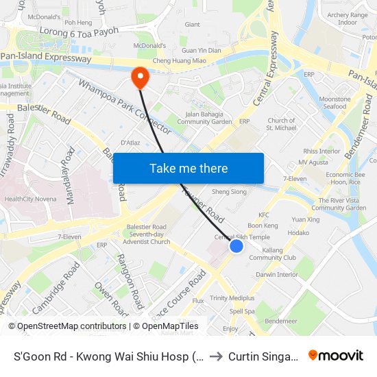 S'Goon Rd - Kwong Wai Shiu Hosp (60101) to Curtin Singapore map