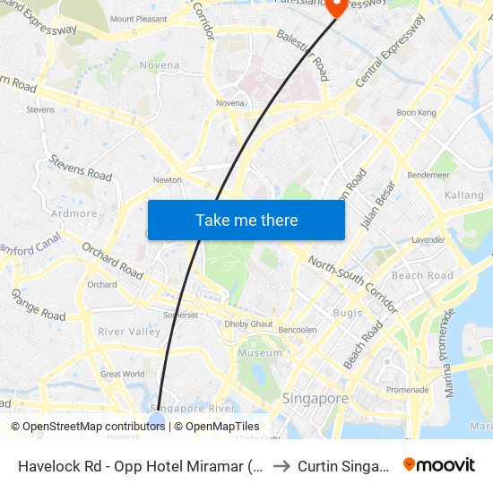 Havelock Rd - Opp Hotel Miramar (06159) to Curtin Singapore map