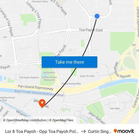 Lor 8 Toa Payoh - Opp Toa Payoh Polyclinic (52489) to Curtin Singapore map