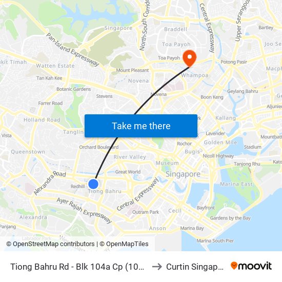 Tiong Bahru Rd - Blk 104a Cp (10189) to Curtin Singapore map