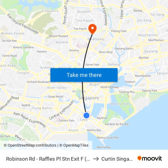 Robinson Rd - Raffles Pl Stn Exit F (03031) to Curtin Singapore map