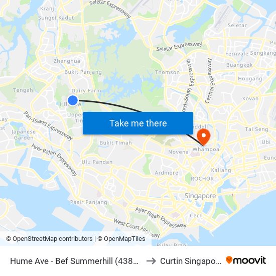 Hume Ave - Bef Summerhill (43811) to Curtin Singapore map