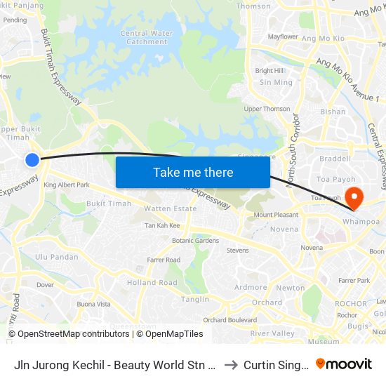 Jln Jurong Kechil - Beauty World Stn Exit C (42151) to Curtin Singapore map