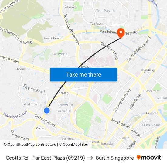 Scotts Rd - Far East Plaza (09219) to Curtin Singapore map