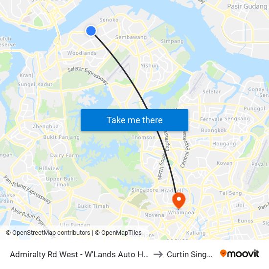 Admiralty Rd West - W'Lands Auto Hub (47049) to Curtin Singapore map