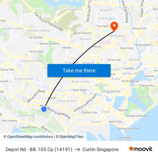 Depot Rd - Blk 105 Cp (14191) to Curtin Singapore map