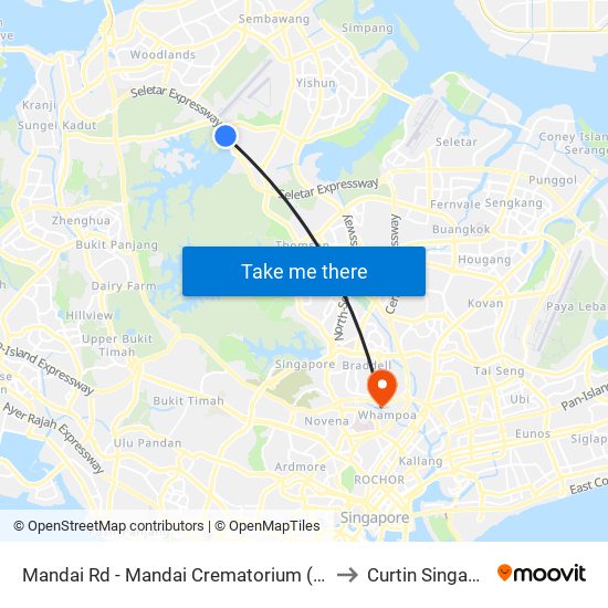 Mandai Rd - Mandai Crematorium (48071) to Curtin Singapore map