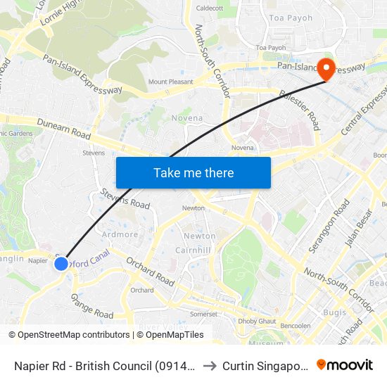 Napier Rd - British Council (09141) to Curtin Singapore map