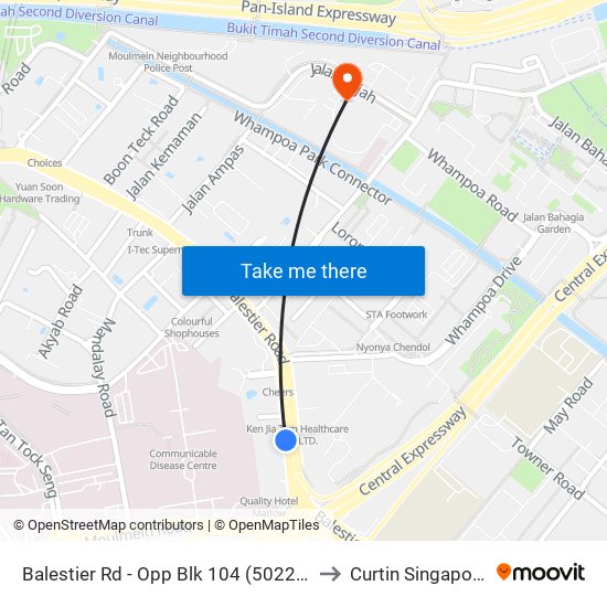 Balestier Rd - Opp Blk 104 (50229) to Curtin Singapore map