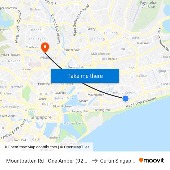 Mountbatten Rd - One Amber (92099) to Curtin Singapore map