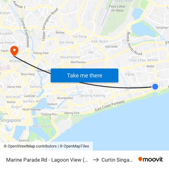 Marine Parade Rd - Lagoon View (93049) to Curtin Singapore map