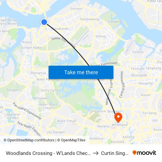 Woodlands Crossing - W'Lands Checkpt (46101) to Curtin Singapore map