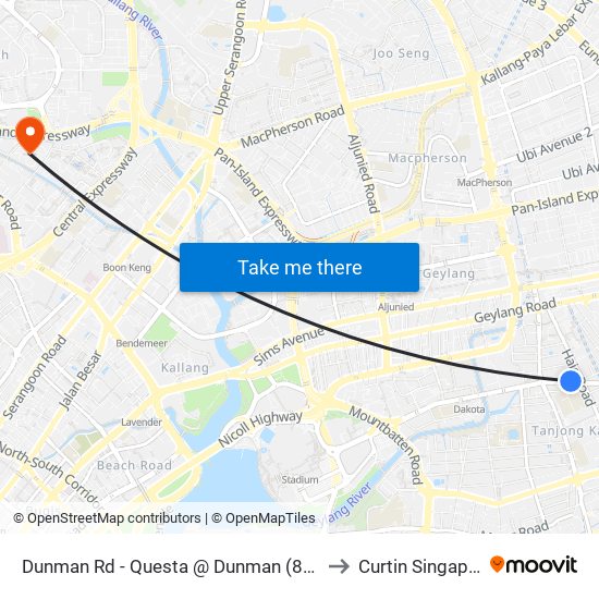 Dunman Rd - Questa @ Dunman (82121) to Curtin Singapore map