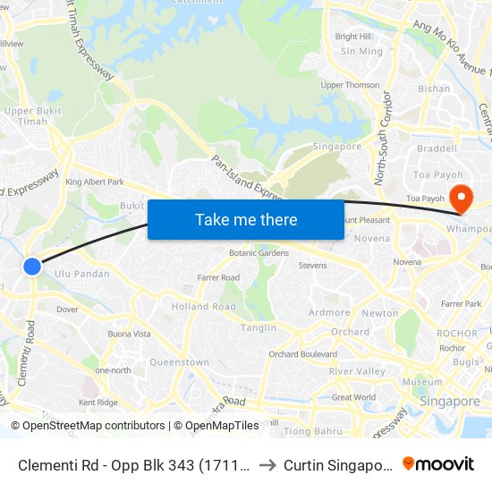 Clementi Rd - Opp Blk 343 (17119) to Curtin Singapore map