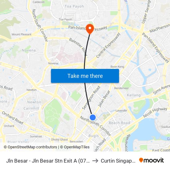 Jln Besar - Jln Besar Stn Exit A (07529) to Curtin Singapore map