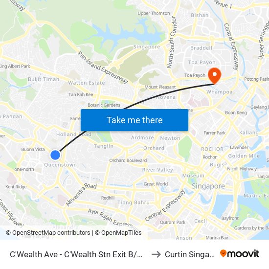 C'Wealth Ave - C'Wealth Stn Exit B/C (11169) to Curtin Singapore map