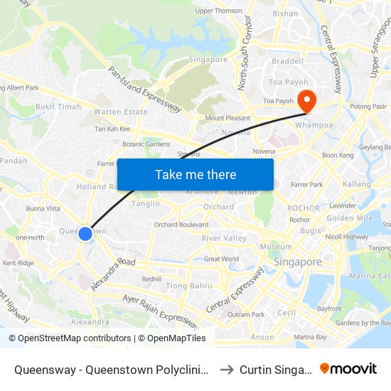 Queensway - Queenstown Polyclinic (11059) to Curtin Singapore map