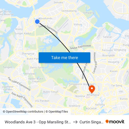 Woodlands Ave 3 - Opp Marsiling Stn (46529) to Curtin Singapore map