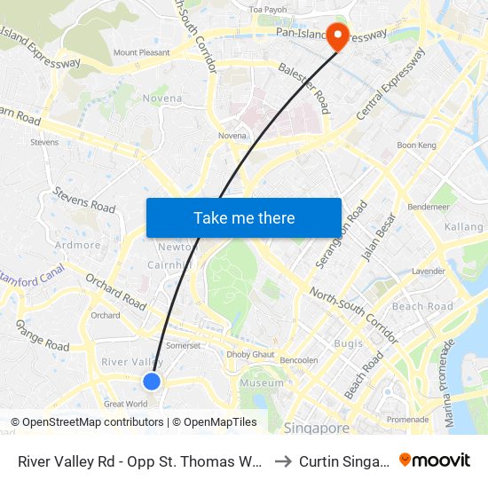 River Valley Rd - Opp St. Thomas Wk (13089) to Curtin Singapore map