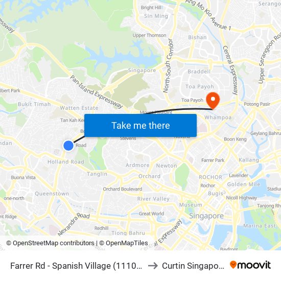 Farrer Rd - Spanish Village (11109) to Curtin Singapore map