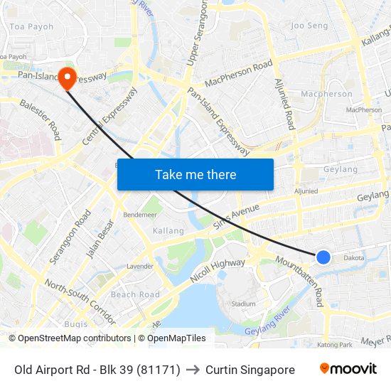 Old Airport Rd - Blk 39 (81171) to Curtin Singapore map