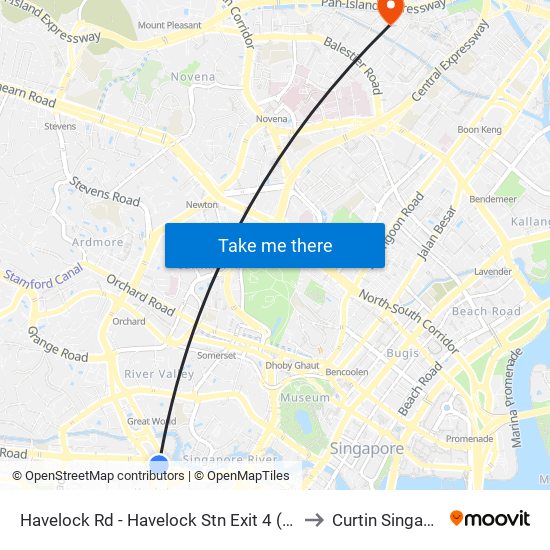 Havelock Rd - Havelock Stn Exit 4 (06149) to Curtin Singapore map