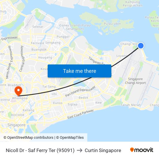 Nicoll Dr - Saf Ferry Ter (95091) to Curtin Singapore map