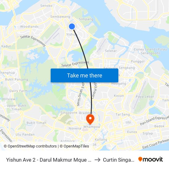 Yishun Ave 2 - Darul Makmur Mque (59259) to Curtin Singapore map