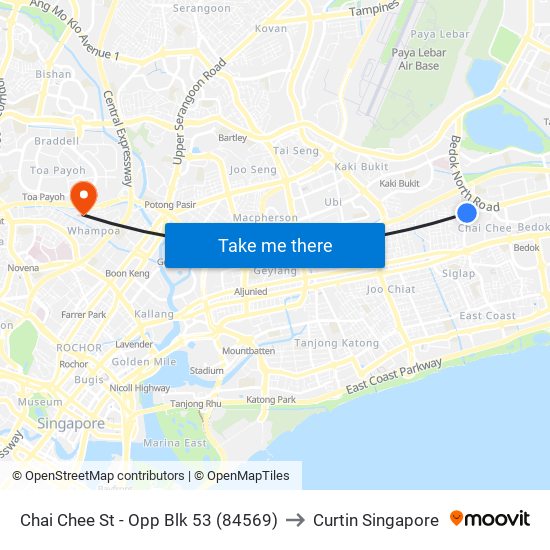 Chai Chee St - Opp Blk 53 (84569) to Curtin Singapore map
