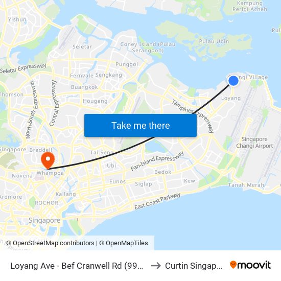Loyang Ave - Bef Cranwell Rd (99021) to Curtin Singapore map