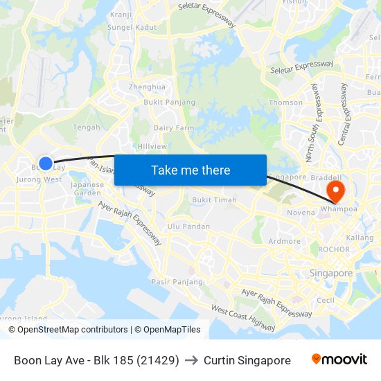 Boon Lay Ave - Blk 185 (21429) to Curtin Singapore map