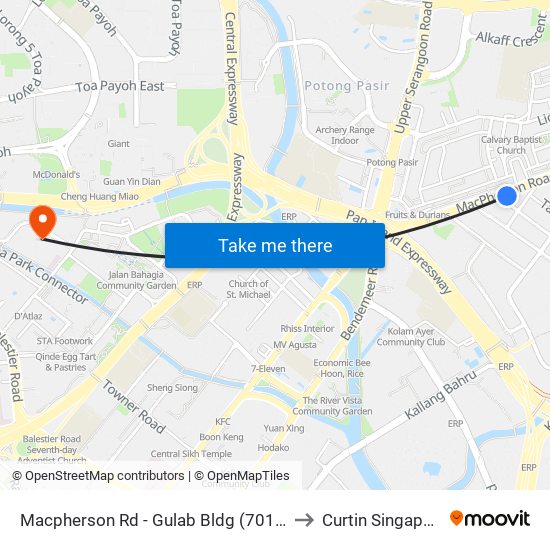 Macpherson Rd - Gulab Bldg (70109) to Curtin Singapore map