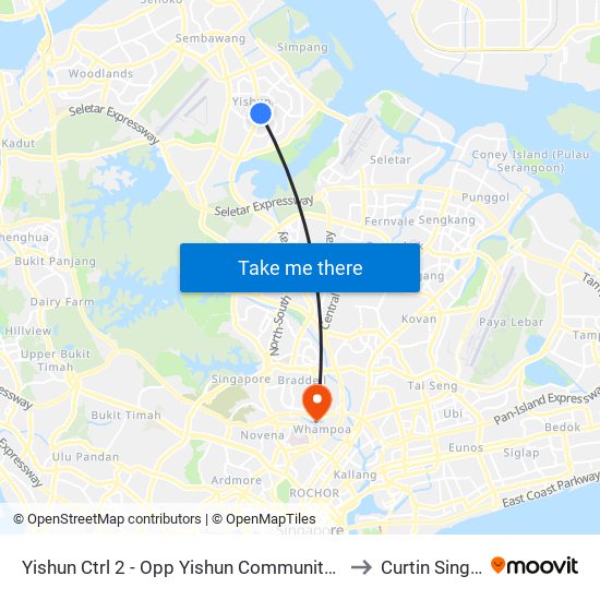 Yishun Ctrl 2 - Opp Yishun Community Hosp (59611) to Curtin Singapore map