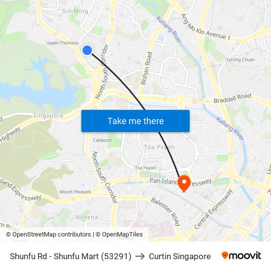 Shunfu Rd - Shunfu Mart (53291) to Curtin Singapore map