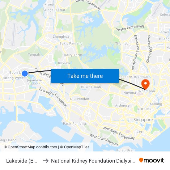 Lakeside (EW26) to National Kidney Foundation Dialysis Centre map