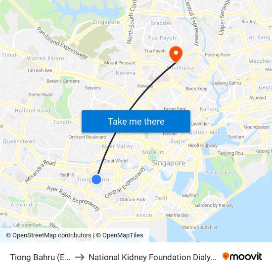 Tiong Bahru (EW17) to National Kidney Foundation Dialysis Centre map