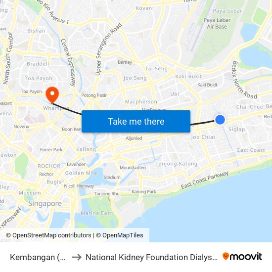 Kembangan (EW6) to National Kidney Foundation Dialysis Centre map