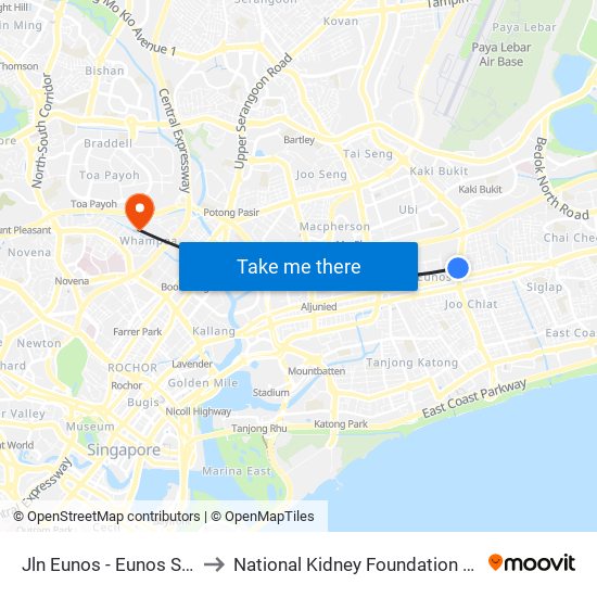 Jln Eunos - Eunos Stn (83101) to National Kidney Foundation Dialysis Centre map