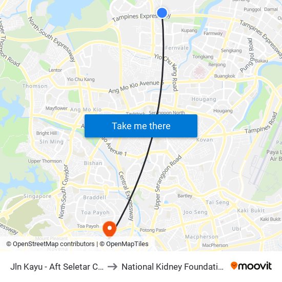 Jln Kayu - Aft Seletar Camp G (68119) to National Kidney Foundation Dialysis Centre map