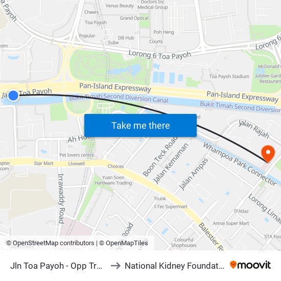 Jln Toa Payoh - Opp Trellis Twrs (52079) to National Kidney Foundation Dialysis Centre map