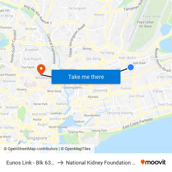 Eunos Link - Blk 637 (71091) to National Kidney Foundation Dialysis Centre map