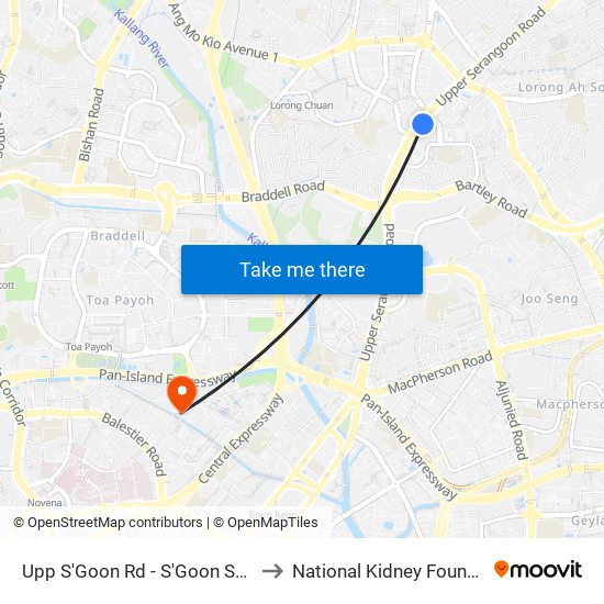 Upp S'Goon Rd - S'Goon Stn Exit A/Blk 413 (62139) to National Kidney Foundation Dialysis Centre map