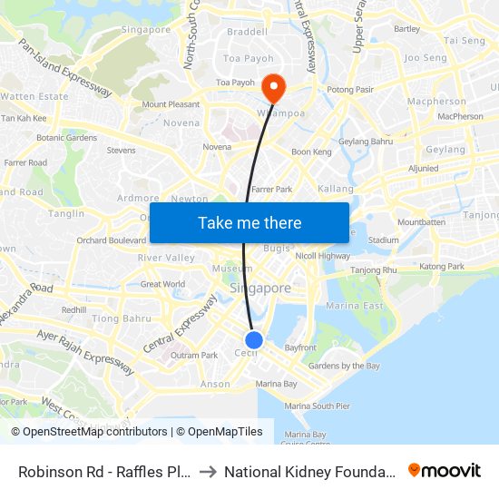 Robinson Rd - Raffles Pl Stn Exit F (03031) to National Kidney Foundation Dialysis Centre map