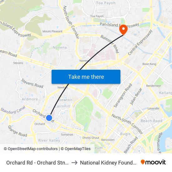 Orchard Rd - Orchard Stn/Lucky Plaza (09048) to National Kidney Foundation Dialysis Centre map