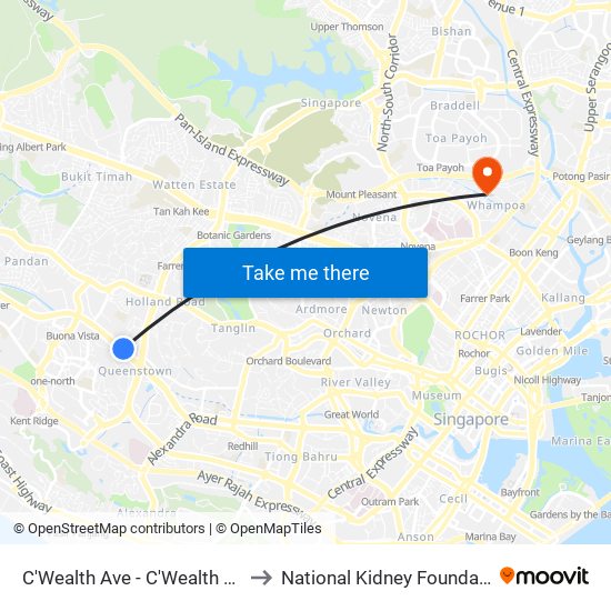 C'Wealth Ave - C'Wealth Stn Exit B/C (11169) to National Kidney Foundation Dialysis Centre map