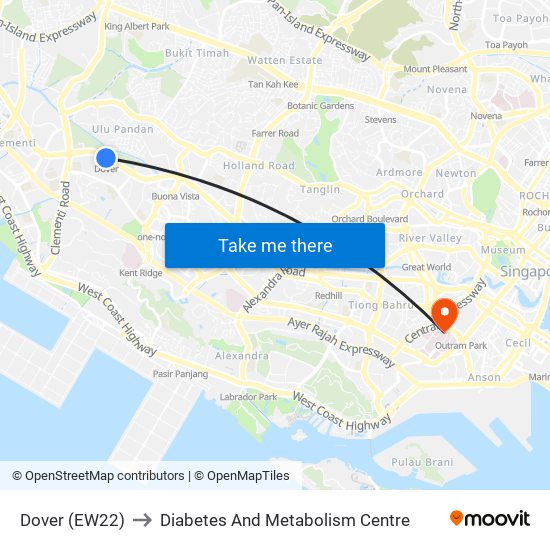 Dover (EW22) to Diabetes And Metabolism Centre map